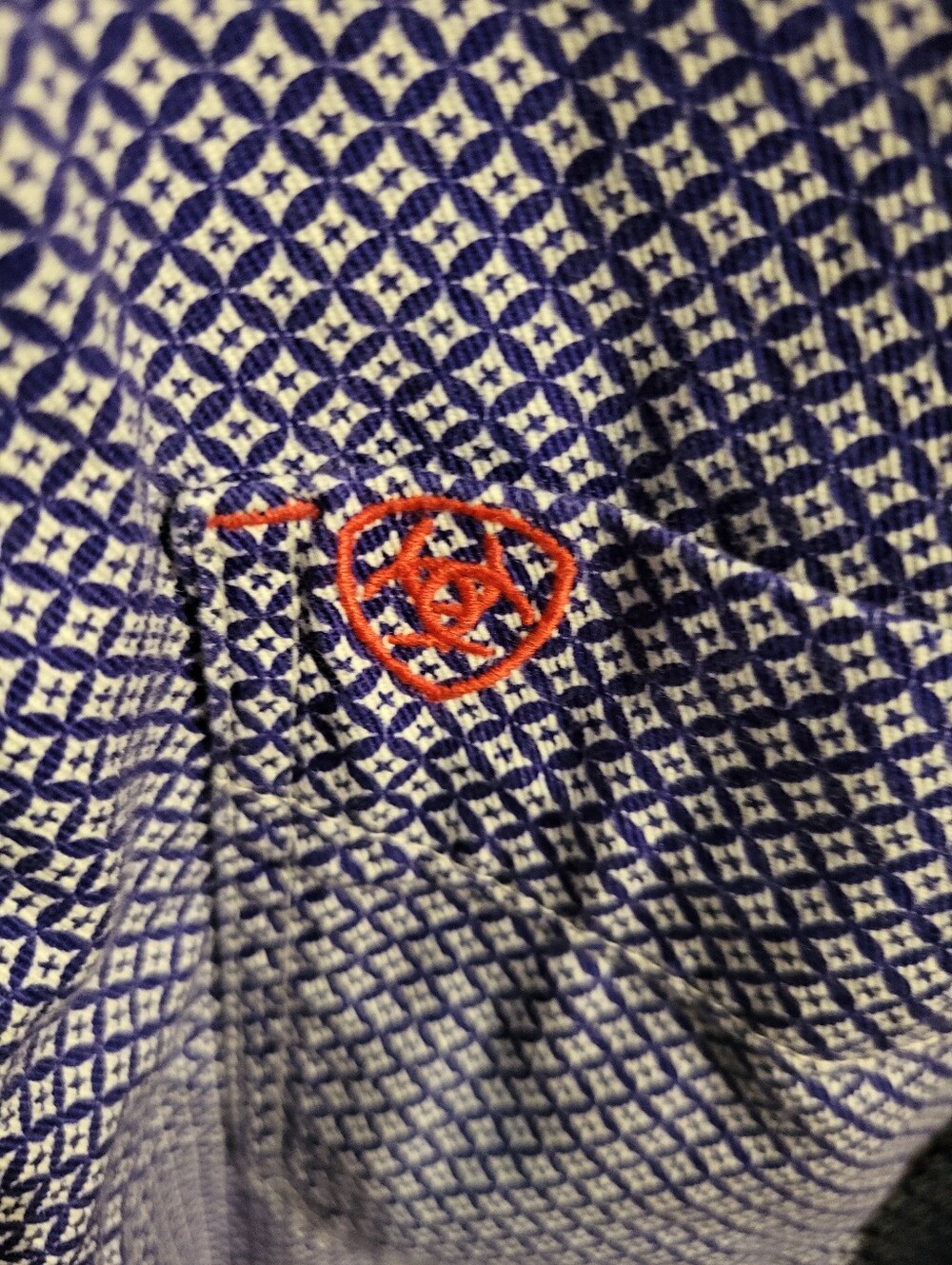Ariat CAT 2 Fit Mens Blue White Patterned Button Down Shirt XL - Picture 3 of 9